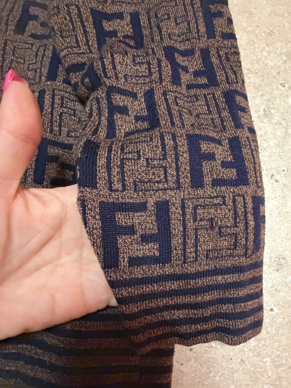 Vintage Fendi Brown Monogram Knit Cardigan - Picture 7 of 10